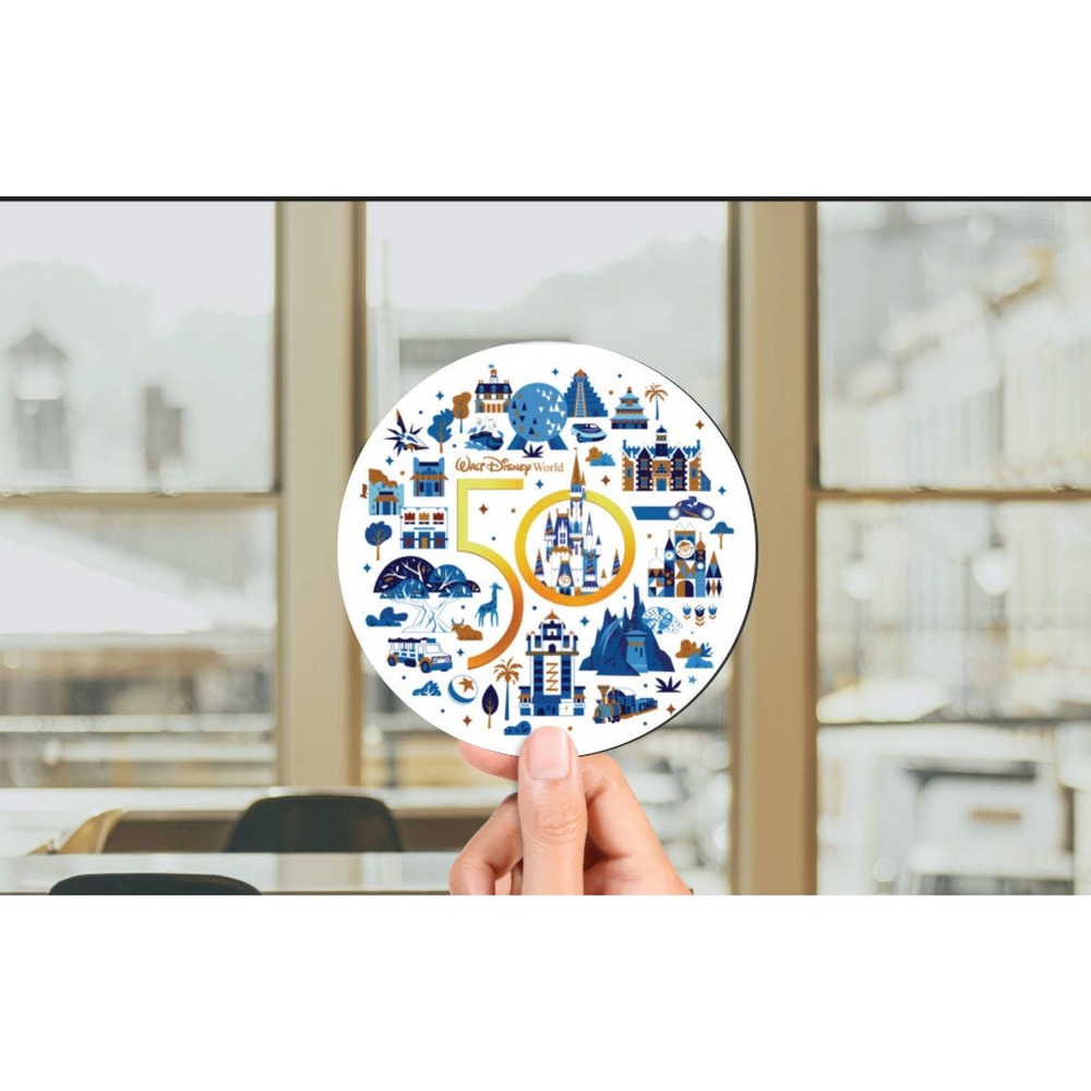 New! 5" WDW 50th Anniversary round Magnet for car or fridge in White color